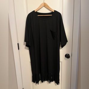 Black Fringe T-Shirt Dress